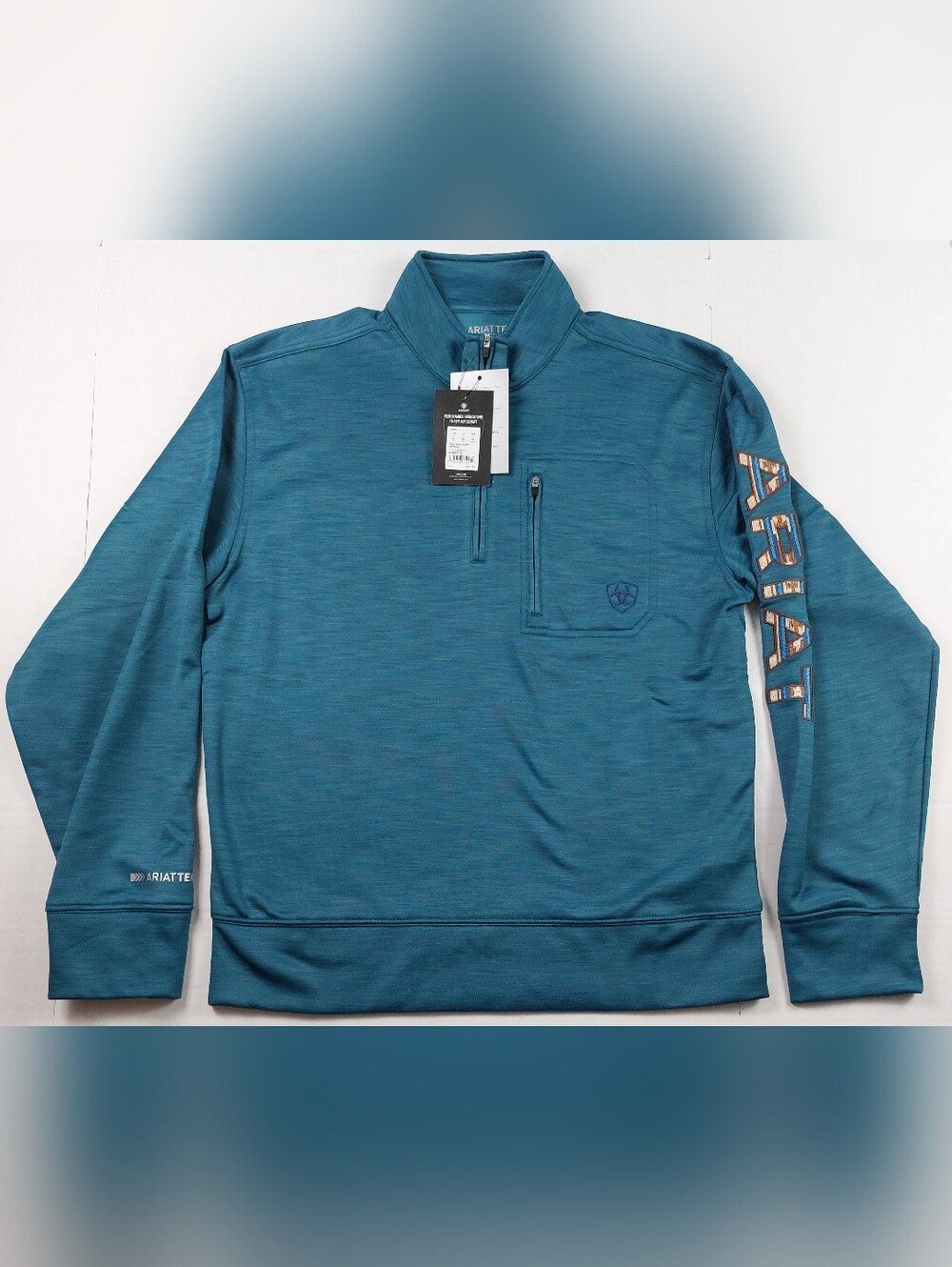 Ariat Tek Team Logo 1/4 Zip Sweatshirt Fleece Mens Small Mallard Blue NWT $69.95